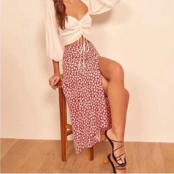 Reformation Red Floral Zoe Skirt - Picture 4 of 10